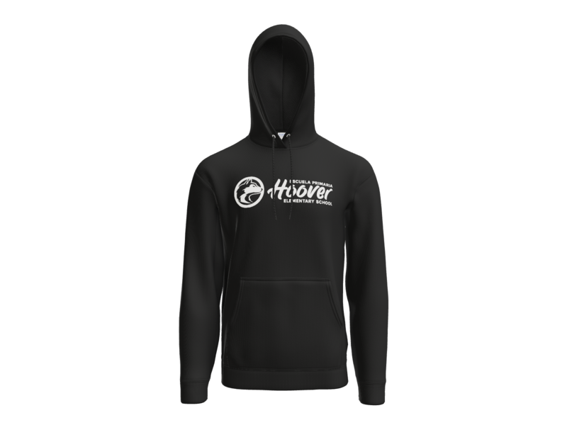 Hoover Husky Black Hoodie All White Logo