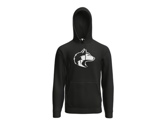 Black hoodie with all white Husky