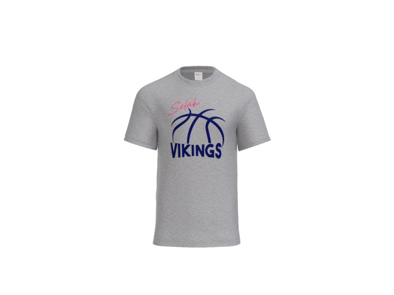 Short sleeve Tshirt Grey with navy and pink logo