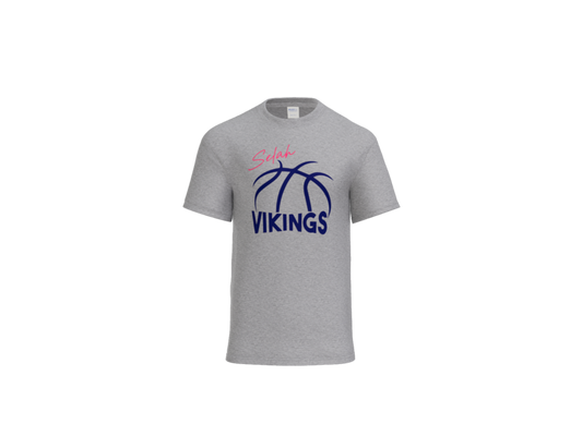 Short sleeve Tshirt Grey with navy and pink logo