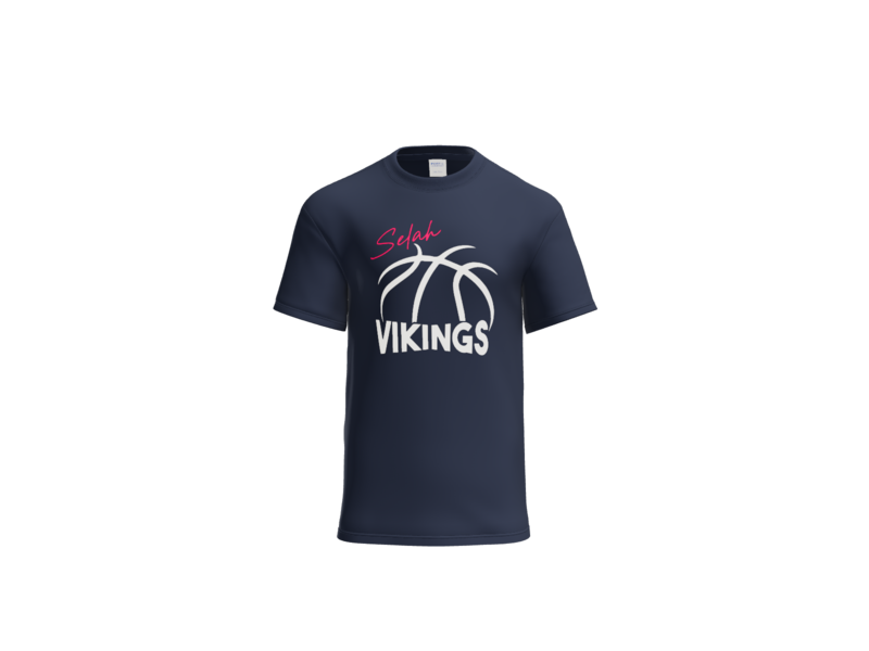 Short sleeve tshirt Navy with white and pink logo