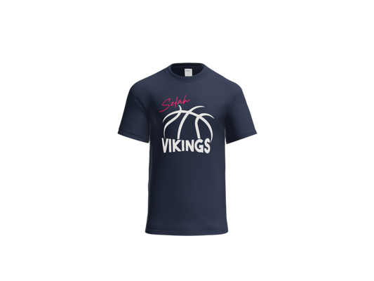 Short sleeve tshirt Navy with white and pink logo