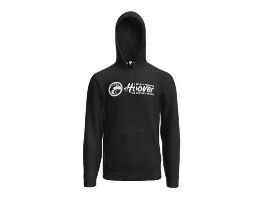 Hoover Husky Black Hoodie All White Logo