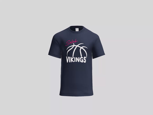 Short sleeve tshirt Navy with white and pink logo